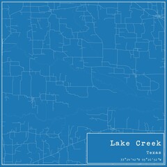 Blueprint US city map of Lake Creek, Texas.