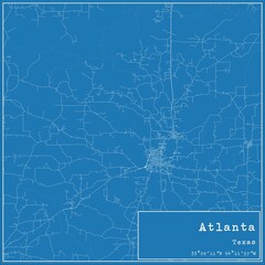 Blueprint US city map of Atlanta, Texas.