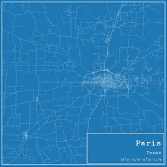 Blueprint US city map of Paris, Texas. - obrazy, fototapety, plakaty