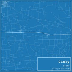 Blueprint US city map of Cumby, Texas.