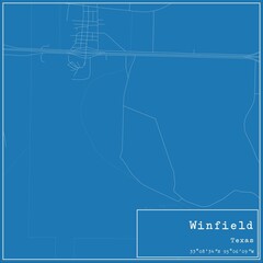 Fototapeta premium Blueprint US city map of Winfield, Texas.