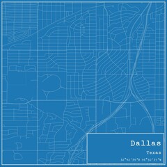 Fototapeta premium Blueprint US city map of Dallas, Texas.