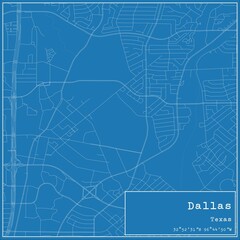 Fototapeta premium Blueprint US city map of Dallas, Texas.