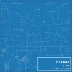 Blueprint US city map of Mabank, Texas.