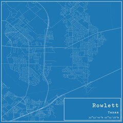 Blueprint US city map of Rowlett, Texas.