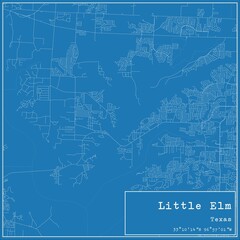 Blueprint US city map of Little Elm, Texas.