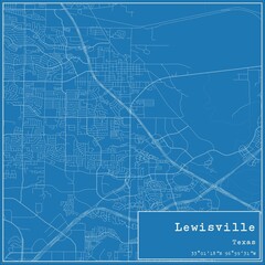 Blueprint US city map of Lewisville, Texas.