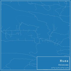 Blueprint US city map of Muse, Oklahoma.