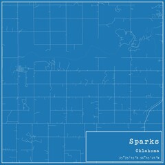 Blueprint US city map of Sparks, Oklahoma.