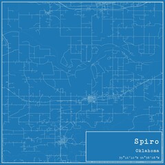 Blueprint US city map of Spiro, Oklahoma.