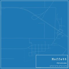 Blueprint US city map of Moffett, Oklahoma.