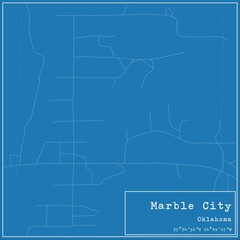 Blueprint US city map of Marble City, Oklahoma.
