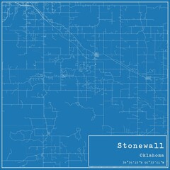 Blueprint US city map of Stonewall, Oklahoma.