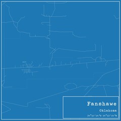 Blueprint US city map of Fanshawe, Oklahoma.
