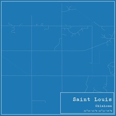 Blueprint US city map of Saint Louis, Oklahoma.
