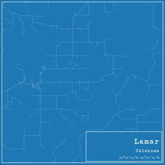 Fototapeta premium Blueprint US city map of Lamar, Oklahoma.