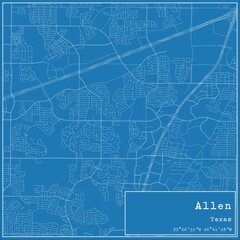 Blueprint US city map of Allen, Texas.