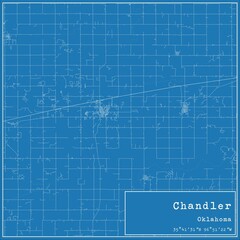 Blueprint US city map of Chandler, Oklahoma.