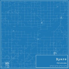 Blueprint US city map of Byars, Oklahoma.
