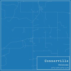 Blueprint US city map of Connerville, Oklahoma.