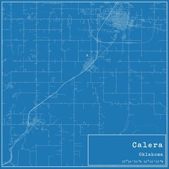 Blueprint US city map of Calera, Oklahoma.
