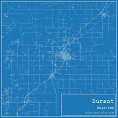 Blueprint US city map of Durant, Oklahoma.