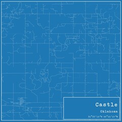 Blueprint US city map of Castle, Oklahoma.