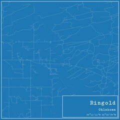 Blueprint US city map of Ringold, Oklahoma.