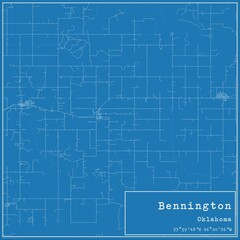 Blueprint US city map of Bennington, Oklahoma.