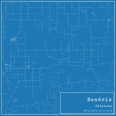 Fototapeta premium Blueprint US city map of Hendrix, Oklahoma.