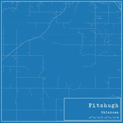 Blueprint US city map of Fitzhugh, Oklahoma.