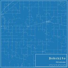 Blueprint US city map of Bokchito, Oklahoma.