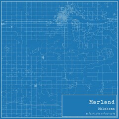 Blueprint US city map of Marland, Oklahoma.