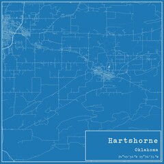 Blueprint US city map of Hartshorne, Oklahoma.