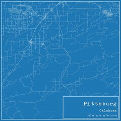 Blueprint US city map of Pittsburg, Oklahoma.