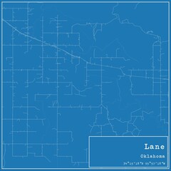 Blueprint US city map of Lane, Oklahoma.