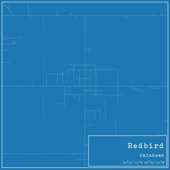 Blueprint US city map of Redbird, Oklahoma.