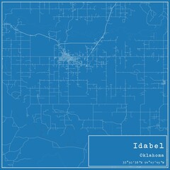 Blueprint US city map of Idabel, Oklahoma.