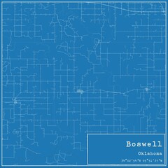 Blueprint US city map of Boswell, Oklahoma.