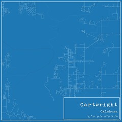 Obraz premium Blueprint US city map of Cartwright, Oklahoma.
