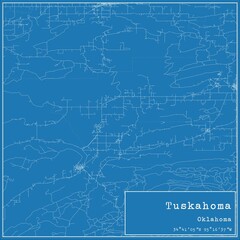 Naklejka premium Blueprint US city map of Tuskahoma, Oklahoma.
