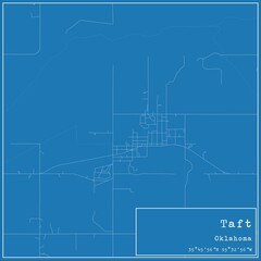 Blueprint US city map of Taft, Oklahoma.