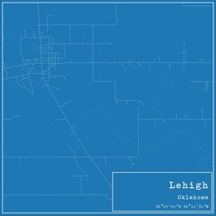 Fototapeta premium Blueprint US city map of Lehigh, Oklahoma.