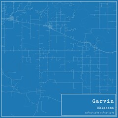 Fototapeta premium Blueprint US city map of Garvin, Oklahoma.