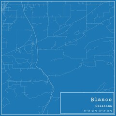 Blueprint US city map of Blanco, Oklahoma.