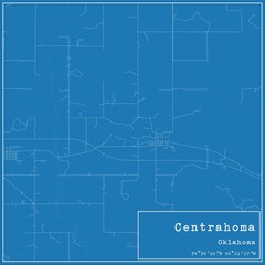 Blueprint US city map of Centrahoma, Oklahoma.