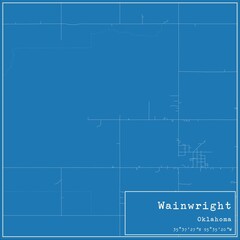 Blueprint US city map of Wainwright, Oklahoma.