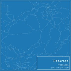 Blueprint US city map of Proctor, Oklahoma.