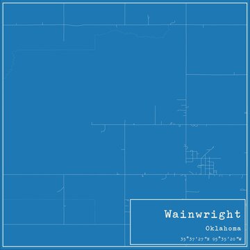 Blueprint US city map of Wainwright, Oklahoma.