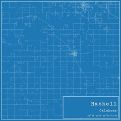 Blueprint US city map of Haskell, Oklahoma.